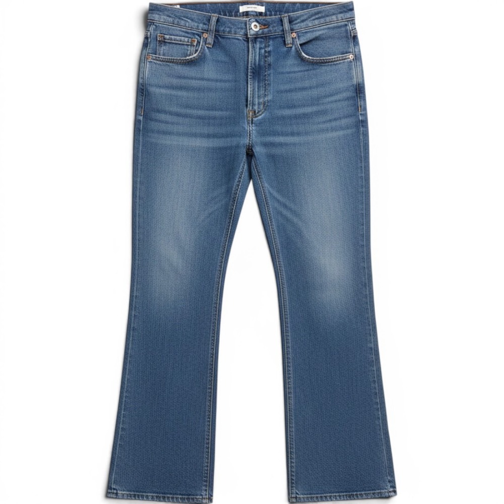AGOLDE Jeans Womens 31 Leena A218-1206 Blue High Rise Raw Hem EUC